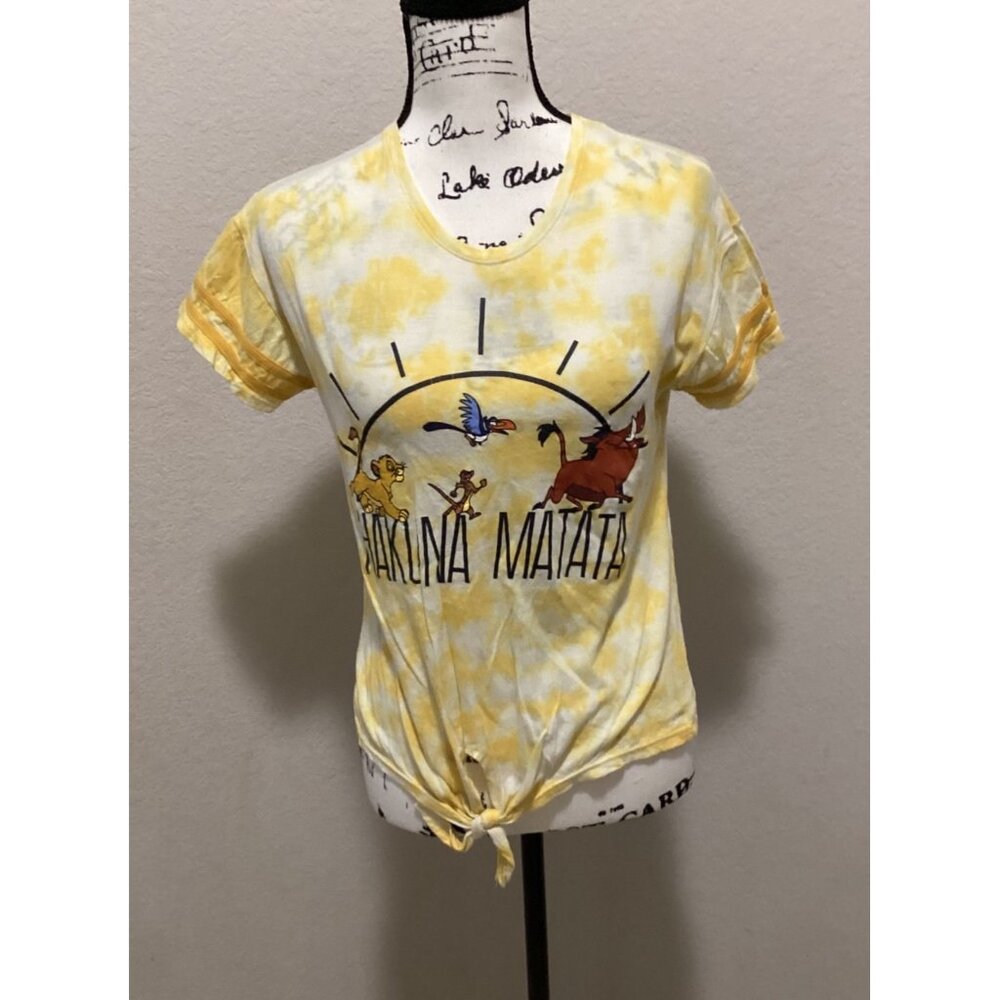 Disney Hakuna Matata Women’s Tie-Dye Graphic Tee W/Front Tie Knot Size S
